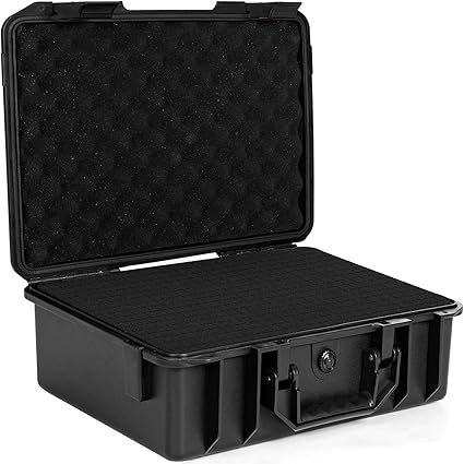 16 inch Hard Carrying Case,Shockproof Storage Box with Customizable Foam,Portable Protective Tool Box for Microphone,Recorder,Electronics,Tools,Cameras,Equipment and More, 16" x 12" x 4"